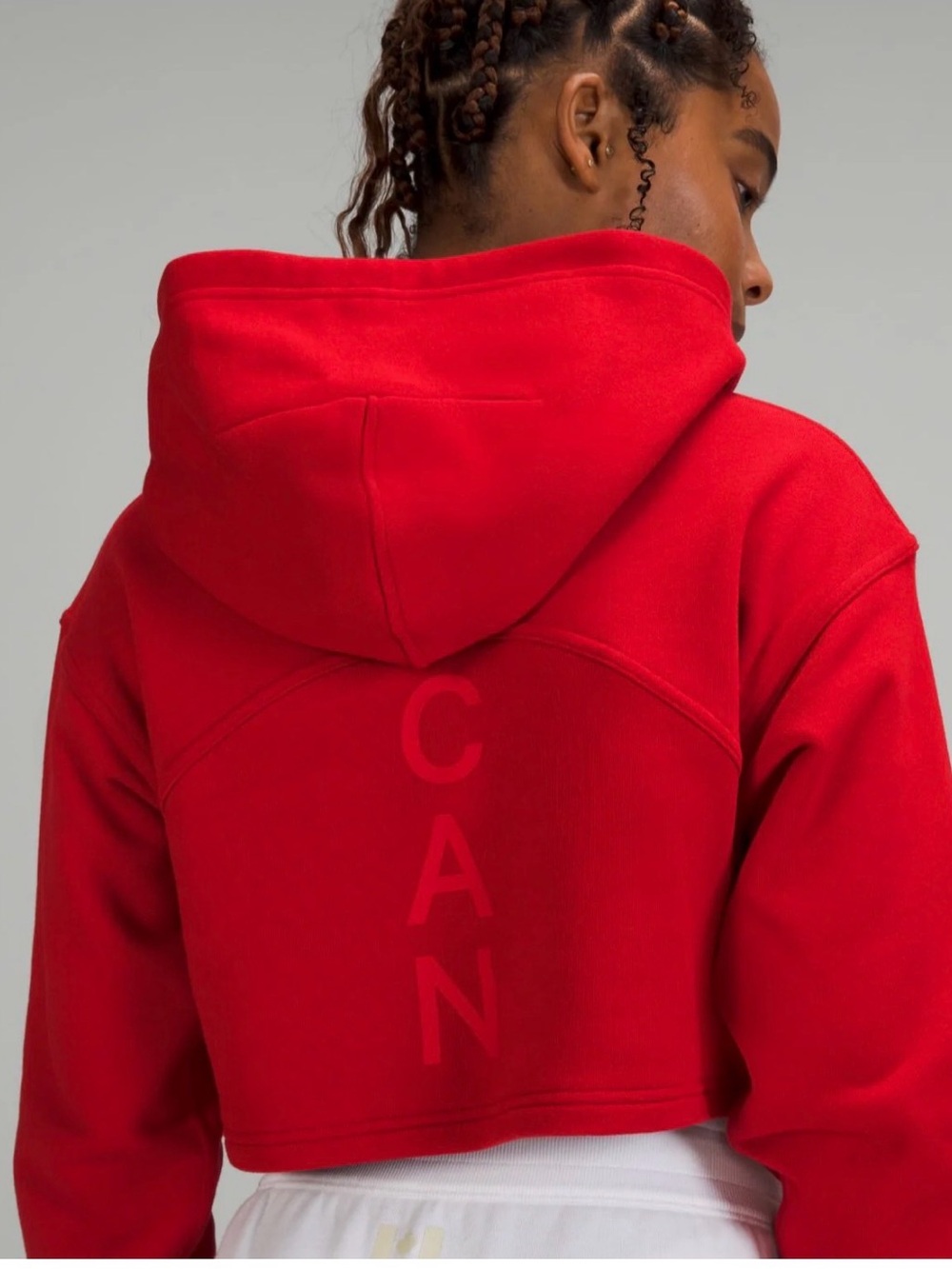Red Cropped Hoodie lululemon- Small Subtle Logo team Canada